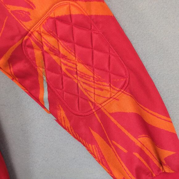 Vtg 90s Uhlsport Soccer Goalkeeper Jersey Men's M Orange Red Elbow Pads Collar - Picture 5 of 10